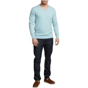 Tommy Bahama Teal Silk & Cotton V Neck Sweater Large